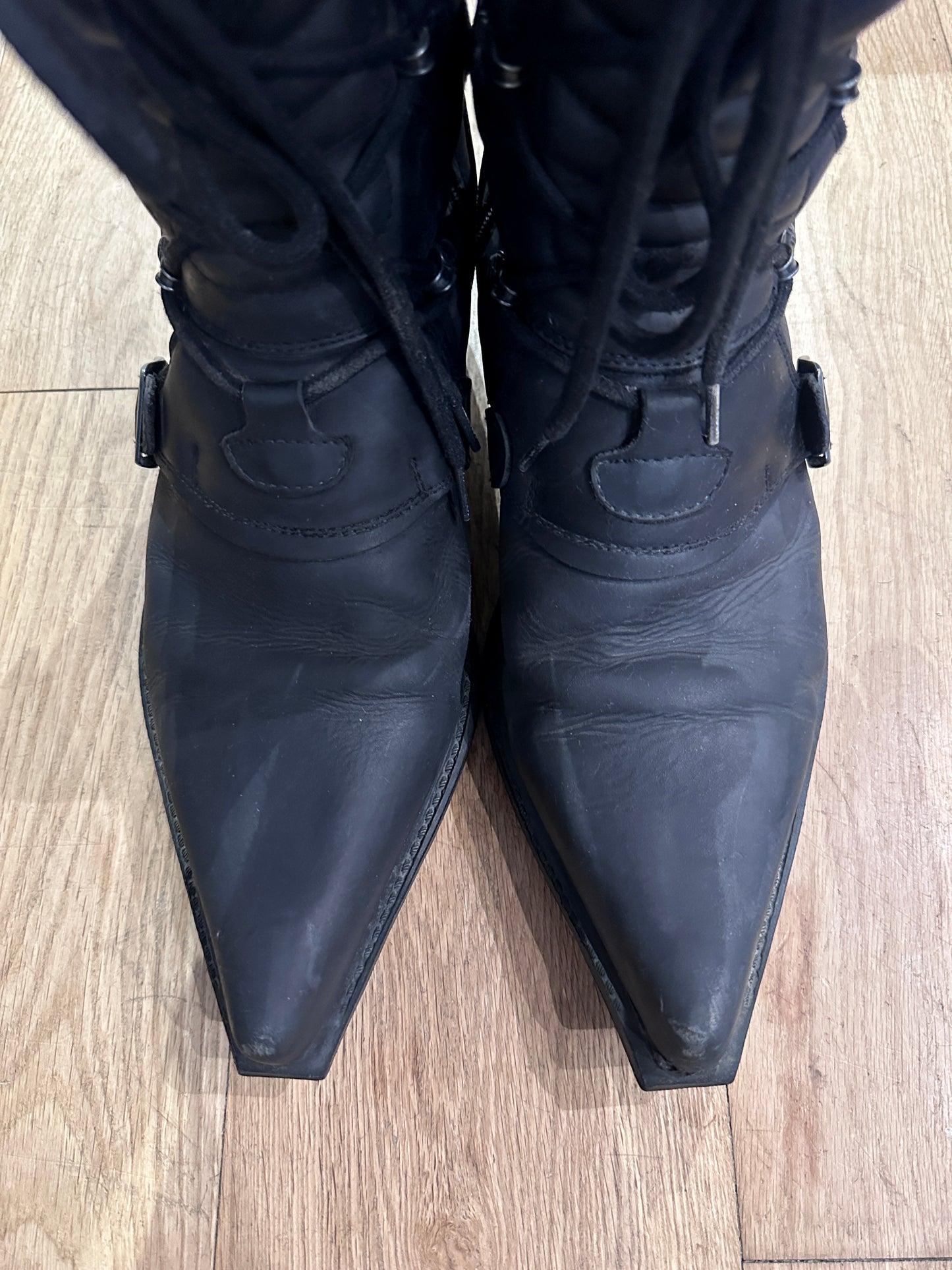 Vintage Newrock Metal-Toe Cowboy Boots