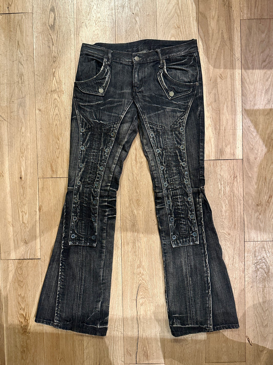 Tornado Mart Flare-Adjustable Button Denim