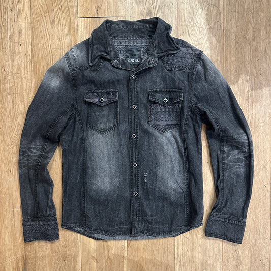 In The Attic Skull Embroidered Button Up image 0