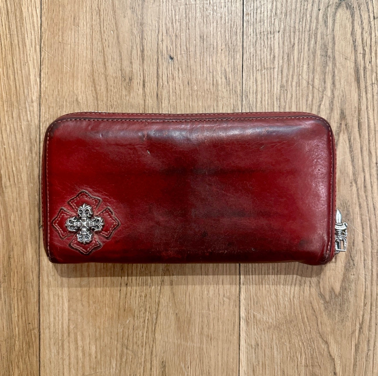 Chrome Hearts Crimson Filigree Long Zip Wallet