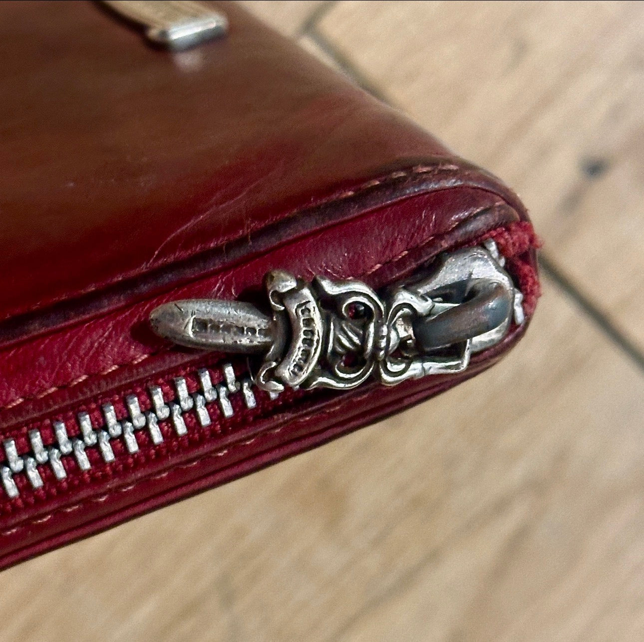 Chrome Hearts Crimson Filigree Long Zip Wallet
