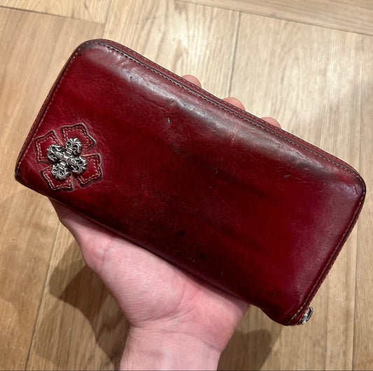 Chrome Hearts Crimson Filigree Long Zip Wallet