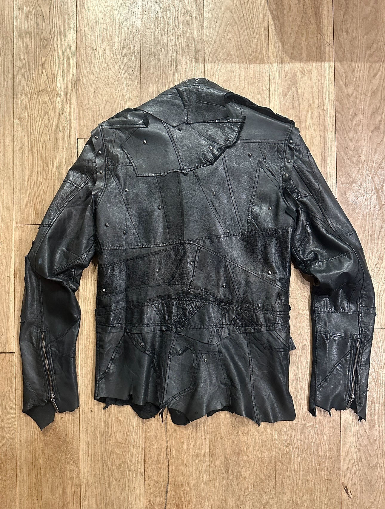 Yasuyuki Ishii Studded Patchwork Leather Jacket