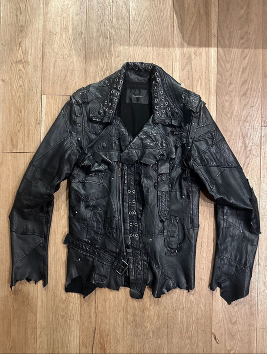 Yasuyuki Ishii Studded Patchwork Leather Jacket
