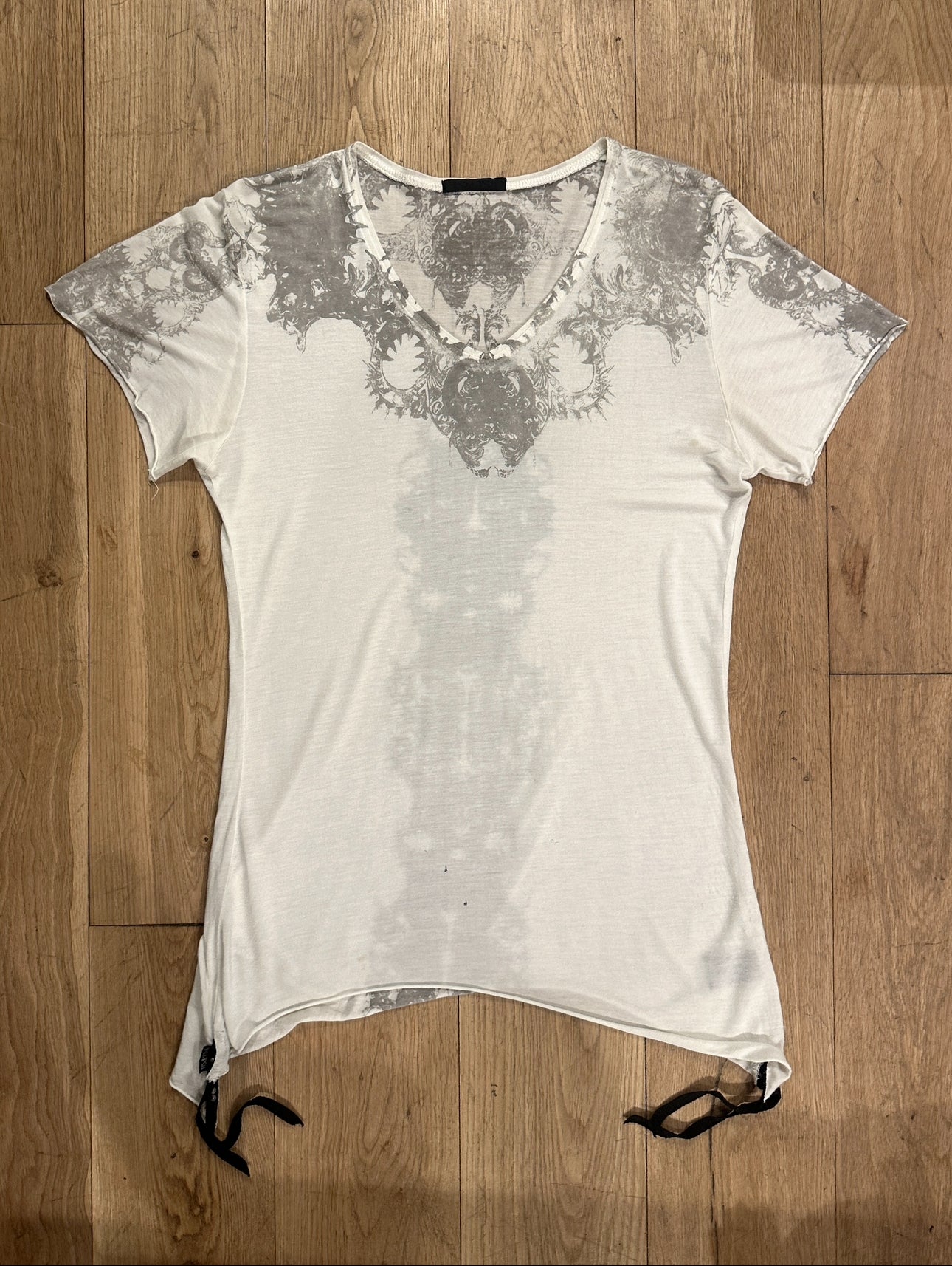 KmRii Asymmetrical Cut Tassel Shirt