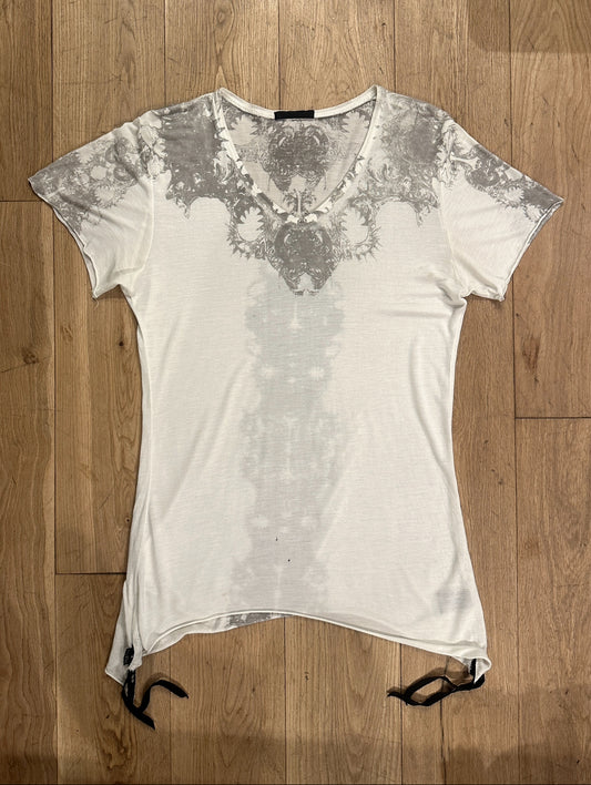 KmRii Asymmetrical Cut Tassel Shirt