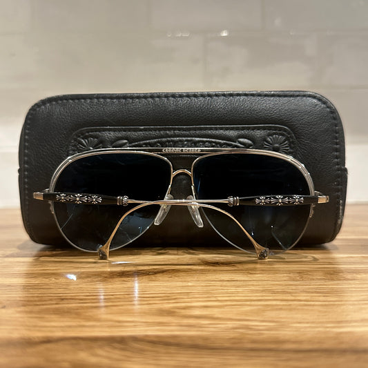 Chrome Hearts Black & Silver Aviator Shades image 0