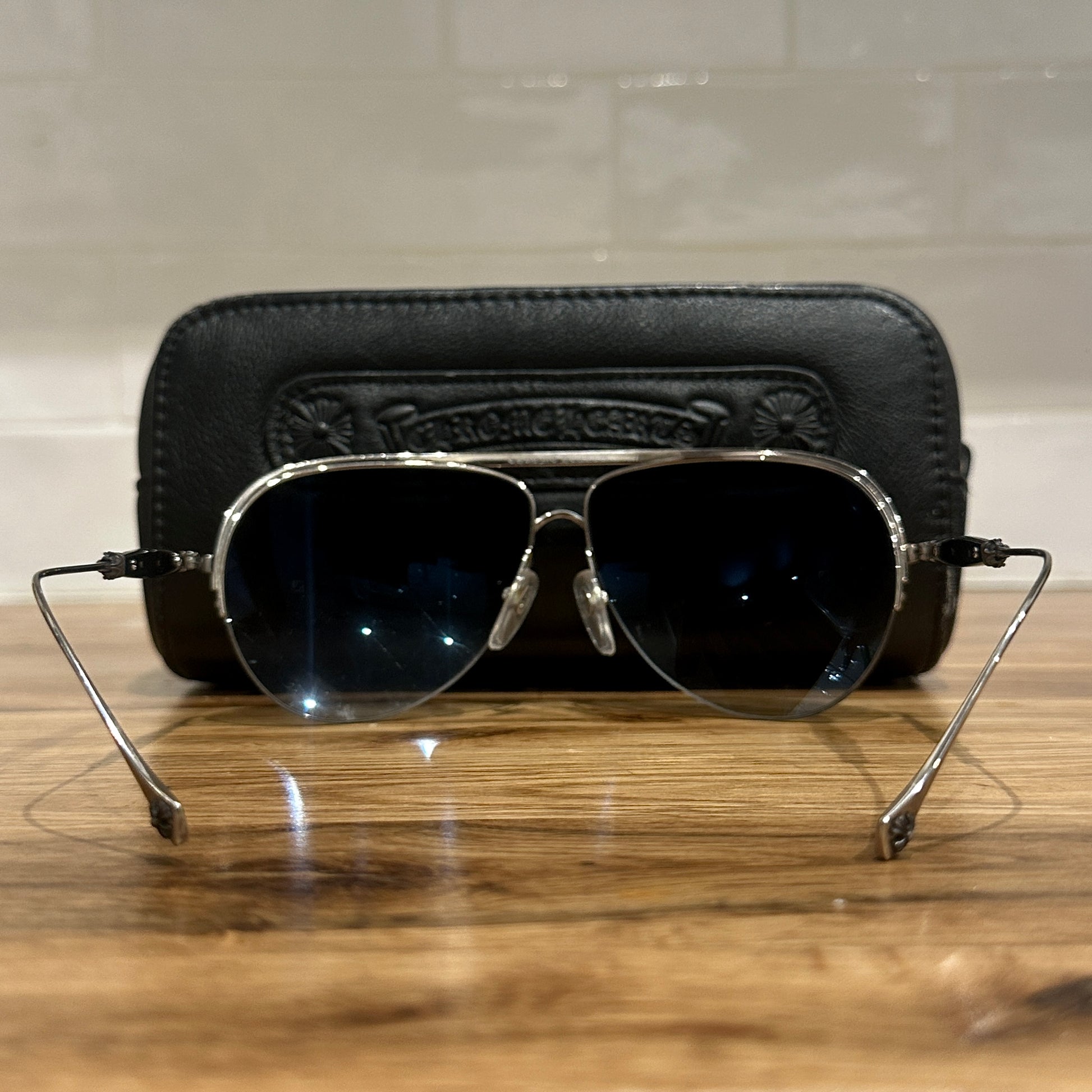 Chrome Hearts Black & Silver Aviator Shades image 7